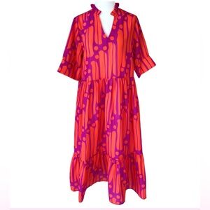 C/Z collection by Cezele Velda pink & orange midi dress size small geometric